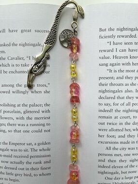 Cute Pink Octopus Beaded Bookmark | Ocean Kawaii Book Accessory